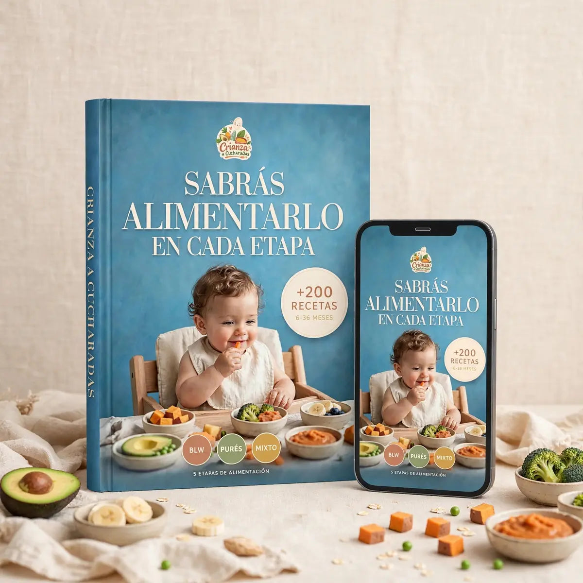 Método Crianza a Cucharadas | +210 Recetas + 4 Bonos para Alimentación Complementaria (6 meses a 3 años)